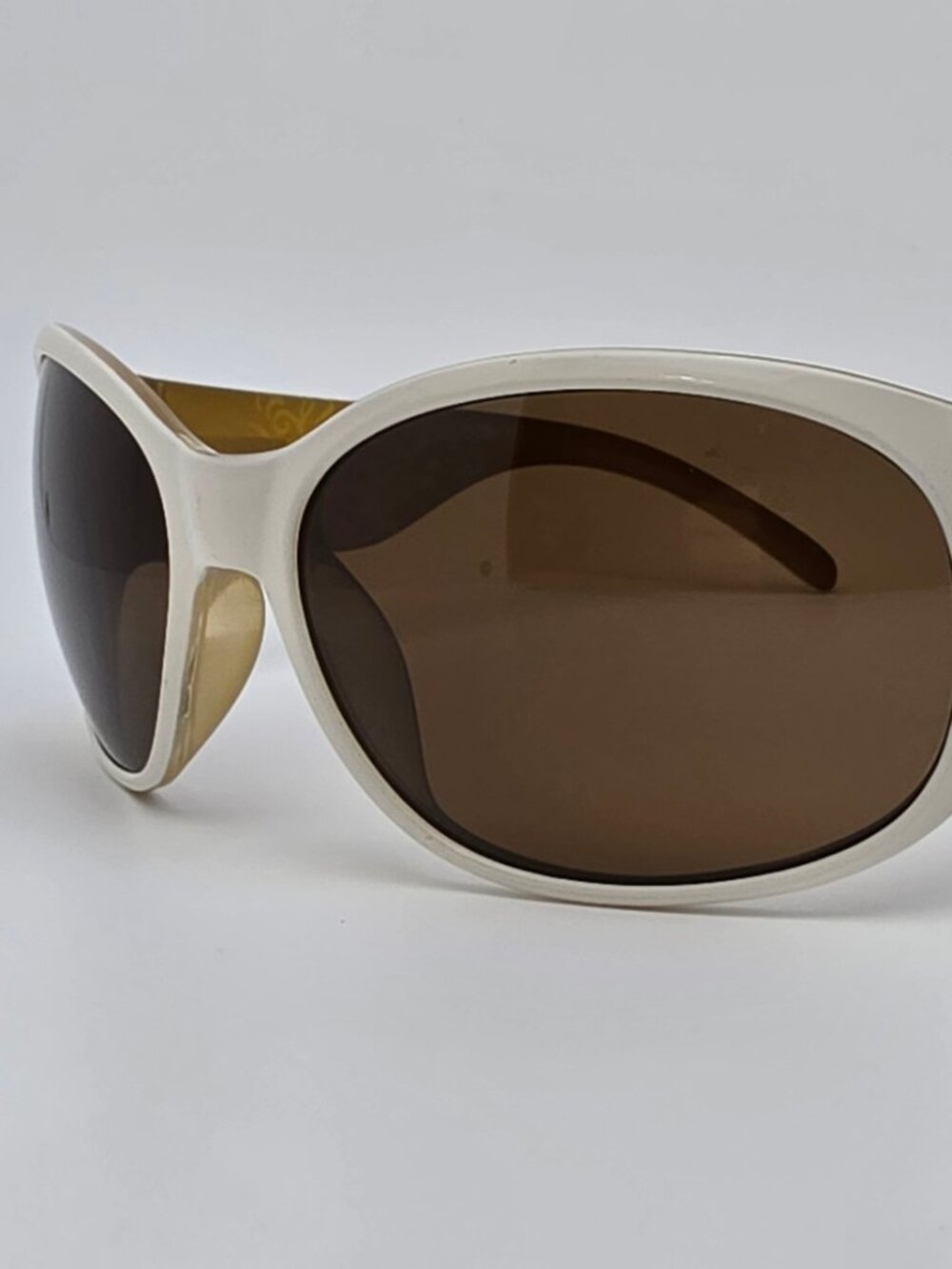 Suncloud Carousel White Backpaint Laser Frame Polarized Brown Lens Sunglasses